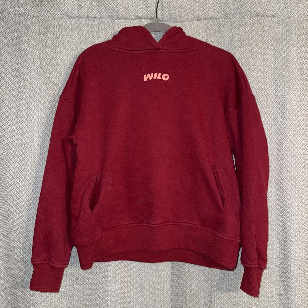 WILO The Label Wellness Club Pullover Hoodie Women's Size XS Maroon Athleisure